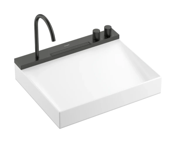 Hansgrohe Avalegra AquaUnit lavabo 580 x 475 mm - blanc - sans trou de robinet - sans trop-plein - avec robinetterie de lavabo Brushed Black Chrome