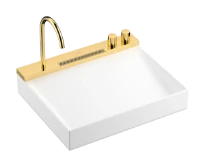 Hansgrohe Avalegra AquaUnit lavabo 580 x 475 mm - blanc - sans trou de robinet - sans trop-plein - avec robinetterie de lavabo Polished Gold Optic