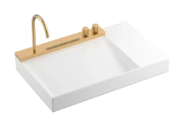 Hansgrohe Avalegra AquaUnit lavabo 780 x 475 mm - blanc - sans trou de robinet - sans trop-plein - avec robinetterie de lavabo Brushed Bronze