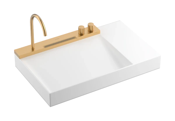 Hansgrohe Avalegra AquaUnit lavabo 780 x 475 mm - blanc - sans trou de robinet - sans trop-plein - avec robinetterie de lavabo Brushed Bronze