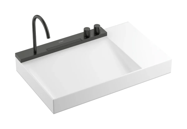 Hansgrohe Avalegra AquaUnit lavabo 780 x 475 mm - blanc - sans trou de robinet - sans trop-plein - avec robinetterie de lavabo Brushed Black Chrome