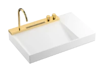 Hansgrohe Avalegra AquaUnit lavabo 780 x 475 mm - blanc - sans trou de robinet - sans trop-plein - avec robinetterie de lavabo Polished Gold Optic