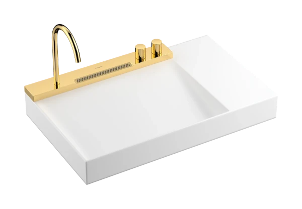 Hansgrohe Avalegra AquaUnit lavabo 780 x 475 mm - blanc - sans trou de robinet - sans trop-plein - avec robinetterie de lavabo Polished Gold Optic