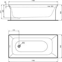 Ideal Standard La Dolce Vita baignoire îlot SolidSurface 1760 x 840 x 565 mm - blanc