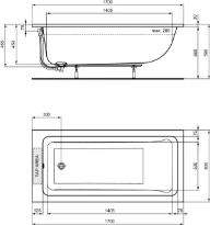 Ideal Standard La Dolce Vita baignoire acryl 1700 x 800 mm - blanc