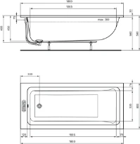 Ideal Standard La Dolce Vita baignoire acryl 1800 x 800 mm - blanc