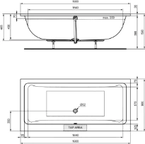 Ideal Standard La Dolce Vita baignoire acryl 1900 x 900 mm - blanc