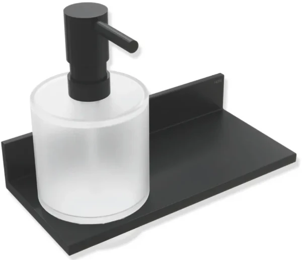 Hewi System 900Q étagère avec distributeur de savon récipient en verre 200 mm - noir mat