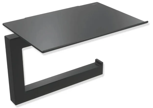 Hewi System 900Q porte-rouleau de papier toilette avec étagère - noir mat