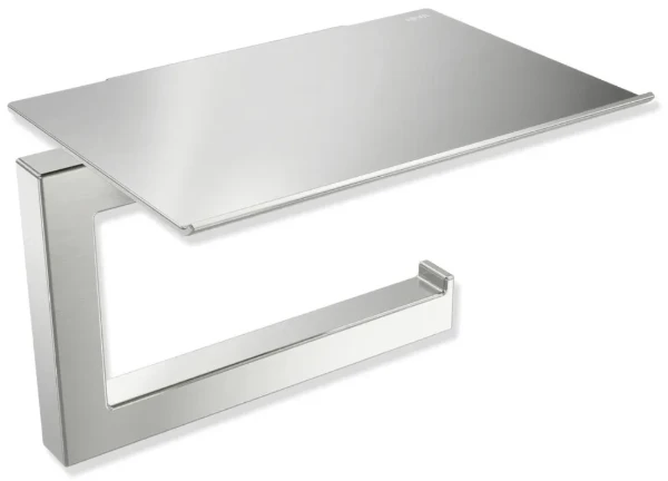 Hewi System 900Q porte-rouleau de papier toilette avec étagère - acier inoxydable mat
