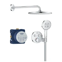 Grohe SmartControl système thermostatique de douche encastrable avec douche de tête et douchette à main - montage mural - chrome