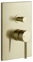 GESSI Via Tortona Parties apparentes mitigeur mural avec inverseur automatique bain-douche deux sorties Brushed Brass PVD