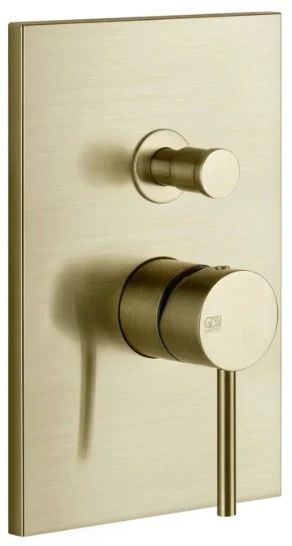 GESSI Via Tortona Parties apparentes mitigeur mural avec inverseur automatique bain-douche deux sorties Brushed Brass PVD