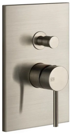 GESSI Via Tortona Parties apparentes mitigeur mural avec inverseur automatique bain-douche deux sorties Finox Brushed Nickel