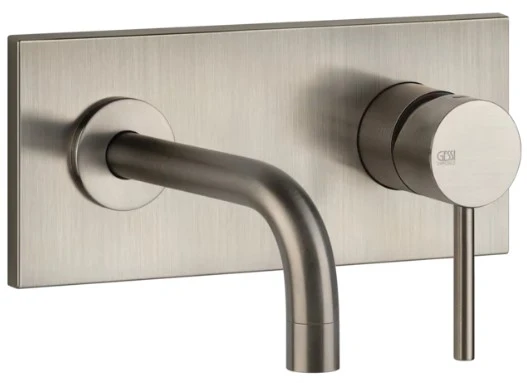 GESSI Via Tortona Parties apparentes pour mitigeur lavabo mural avec bec court sans vidage. Finox Brushed Nickel