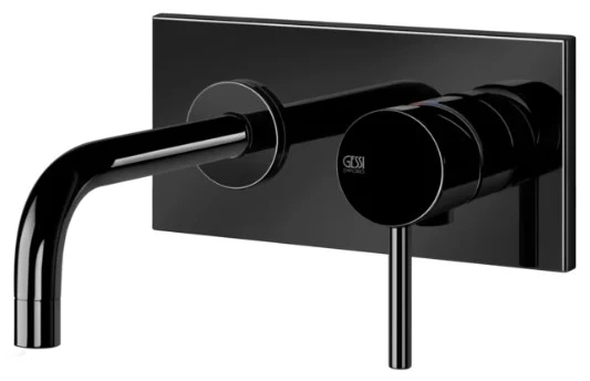 GESSI Via Tortona Parties apparentes pour mitigeur lavabo mural avec bec court sans vidage. Black Metal PVD