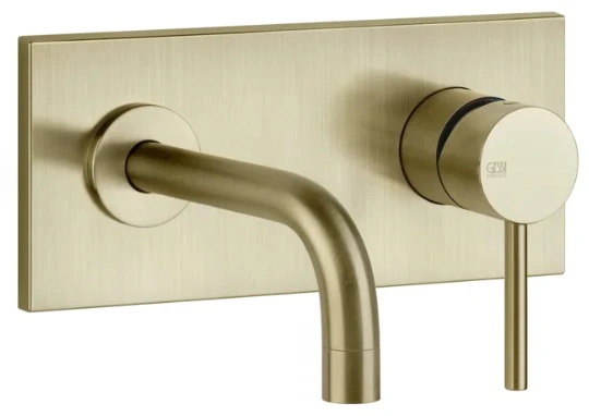 44823#727 GESSI Via Tortona Extern deel Wand-Mengkraan korte uitloop zonder waste Brushed Brass PVD
