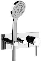 GESSI Via Tortona Parties apparentes mitigeur douche mural deux sorties avec inverseur, alimentation de l’eau murale, support, flexibles de raccondement 1,50 m et douchette anticalcaire chromé