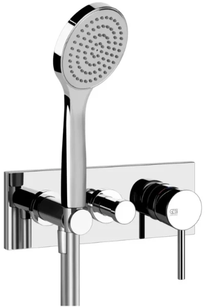 GESSI Via Tortona Parties apparentes mitigeur douche mural deux sorties avec inverseur, alimentation de l’eau murale, support, flexibles de raccondement 1,50 m et douchette anticalcaire chromé