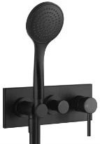 GESSI Via Tortona Parties apparentes mitigeur douche mural deux sorties avec inverseur, alimentation de l’eau murale, support, flexibles de raccondement 1,50 m et douchette anticalcaire Noir XL