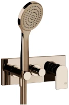 GESSI Via Manzoni Parties apparentes mitigeur douche mural deux sorties avec inverseur, alimentation de l’eau murale, support, flexibles de raccondement 1,50 m et douchette anticalcaire Cuivre PVD
