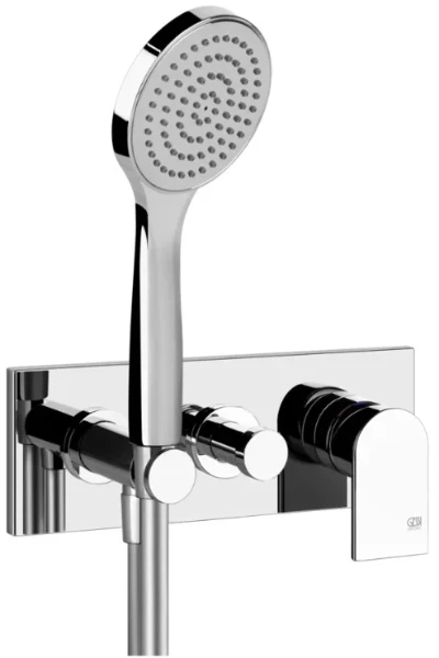 Gessi Via Manzoni Parties apparentes pour mitigeur douche avec inverseur 2 sorties, support, flexible 1,50 et douchette anti-calcaire brushed ni
