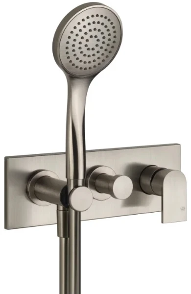 Gessi Via Manzoni Parties apparentes pour mitigeur douche avec inverseur 2 sorties, support, flexible 1,50 et douchette anti-calcaire chromé