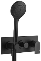 GESSI Via Manzoni Parties apparentes mitigeur douche mural deux sorties avec inverseur, alimentation de l’eau murale, support, flexibles de raccondement 1,50 m et douchette anticalcaire Noir XL