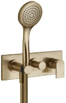 GESSI Via Manzoni Parties apparentes mitigeur douche mural deux sorties avec inverseur, alimentation de l’eau murale, support, flexibles de raccondement 1,50 m et douchette anticalcaire Warm Bronze Br