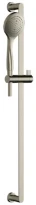 Gessi Emporio Shower barre de douche avec douchette anticalcaire et flexible de raccordement 1,50 m, une sortie. Finox nickel brossé