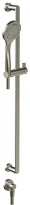 Gessi Emporio Shower Barre de douche complète avec douchette anticalcaire, flexibles 1,50 m et sortie murale coudée. Finox nickel brossé