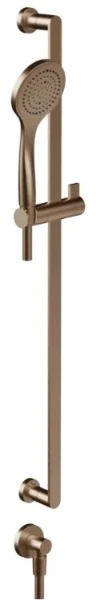 GESSI Emporio Shower Barre de douche complète avec douchette anticalcaire, flexibles 1,50 m et sortie murale coudée. Cuivre Brossé PVD