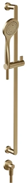 GESSI Emporio Shower Barre de douche complète avec douchette anticalcaire, flexibles 1,50 m et sortie murale coudée. Warm Bronze Br. PVD