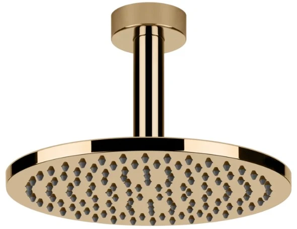 GESSI Emporio Shower Pomme de douche orientable anticalcaire avec bras au plafond. Warm Bronze PVD