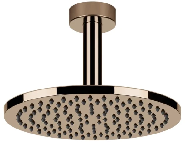 GESSI Emporio Shower Pomme de douche orientable anticalcaire avec bras au plafond. Cuivre PVD
