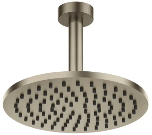 Gessi Emporio Shower douche de tête orientable anticalcaire avec bras au plafond. Finox nickel brossé