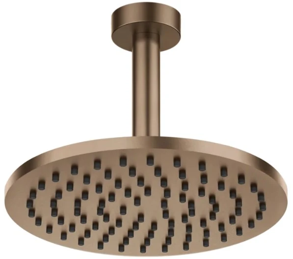 GESSI Emporio Shower Pomme de douche orientable anticalcaire avec bras au plafond. Cuivre Brossé PVD
