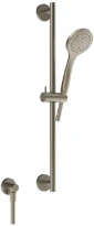 GESSI Emporio Shower Barre de douche complète avec douchette anticalcaire, flexibles 1,50 m et sortie murale coudée. Finox Brushed Nickel