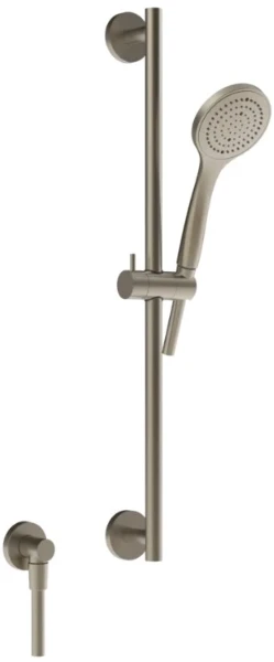 47306#149 GESSI Emporio Shower Glijstang met wateraansluitpunt, antikalk-handdouche en buigzame slang 1,50 m Finox Brushed Nickel