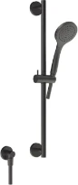 Gessi Emporio Shower Barre de douche complète avec douchette anticalcaire, flexibles 1,50 m et sortie murale coudée. Black Metal Brossé PVD