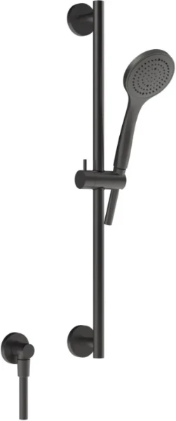Gessi Emporio Shower Barre de douche complète avec douchette anticalcaire, flexibles 1,50 m et sortie murale coudée. Black Metal Brossé PVD