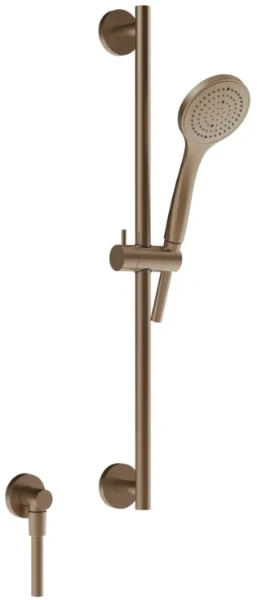 GESSI Emporio Shower Barre de douche complète avec douchette anticalcaire, flexibles 1,50 m et sortie murale coudée. Cuivre Brossé PVD