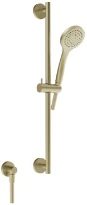 Gessi Emporio Shower Barre de douche complète avec douchette anticalcaire, flexibles 1,50 m et sortie murale coudée. laiton brossé PVD