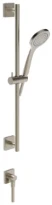GESSI Emporio Shower Barre de douche complète avec douchette anticalcaire, flexibles 1,50 m et sortie murale coudée. Finox Brushed Nickel
