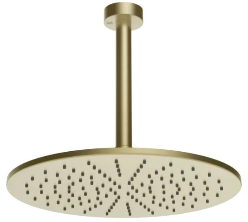 Gessi Emporio Shower douche de tête orientable anticalcaire avec bras au plafond. laiton brossé PVD