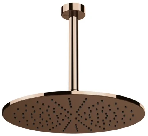 GESSI Emporio Shower Pomme de douche orientable anticalcaire avec bras au plafond. Cuivre PVD