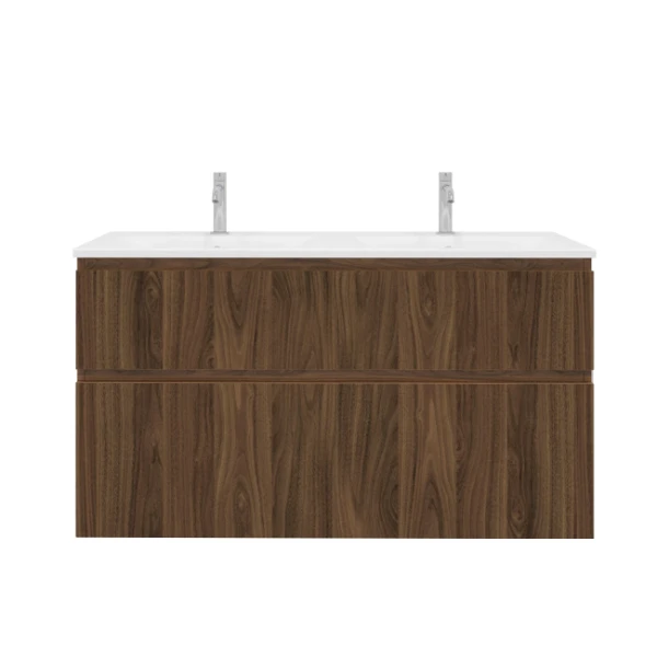 Procasa Klaire 65 - sous meuble lavabo avec 2 tirroirs 1200 x 435 x 650 mm - découpe double - walnut