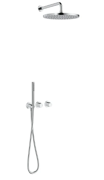 Procasa Vivo afwerkset douchethermostaat met omsteller inclusief handdouchegarnituur en hoofddouche 300 mm muuraansluiting - Chroom