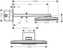 POMME DE DOUCHE AXOR SHOWERSOLUTIONS 460 MM - 300 MM o brushed gold optic modele mural 3 jet - avec rosace carrée - set de finition