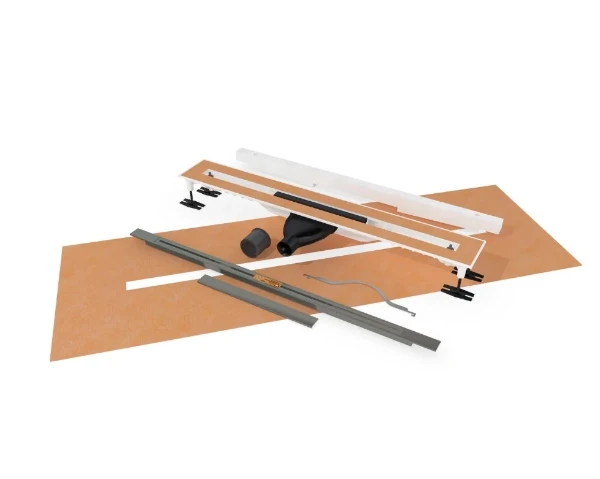 Carrodrain Twiggi XS rigole de douche avec grille 800 - 1100 mm - Smoke - hauteur d'encastrement 56 mm - débit 31 l/m